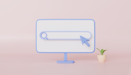Blank search browser in computer, a 3D vector illustration of a surveillance technology element