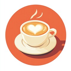 Obraz premium Aesthetic Coffee Moments with Delightful Pastries Heart-shaped latte art in a white cup.