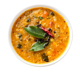Traditional Indian dal top view isolated on transparent white background, clipping path, cut-out
