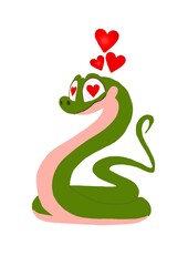Obraz premium drawing of a snake with hearts in eyes