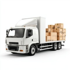 Delivery Truck with Cargo Boxes for Transportation and Logistics Needs in Urban Environment