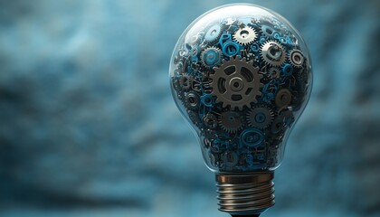 Hightech light bulb with gears and circuits, representing the fusion of creative thinking and business innovation, as a metaphor for genius marketing strategy planning