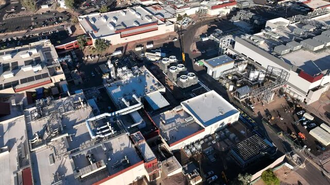 Aerial view of Intel Corporate facility with modern architecture and urban landscape, Chandler, Arizona, United States.