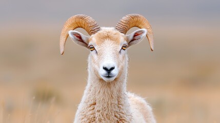 Desert Bighorn Sheep Portrait, Wild Ram,  Nature Background, Wildlife Photography