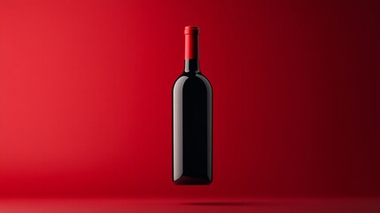 Red wine bottle against a vibrant background