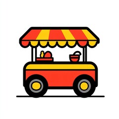 Obraz premium Red food cart selling snacks outdoors (6)