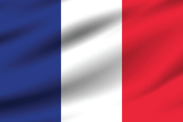 Obraz premium France flag official colors and proportion digital vector illustration. Pleated flag.
