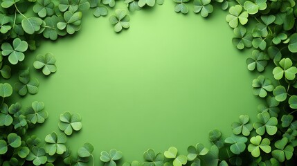 Happy St. Patrick's Day Design with Green Clover Leaves and Festive Background for Celebratory Posts and Social Media Graphics