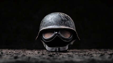 Fototapeta premium Vintage Military Helmet with Goggles