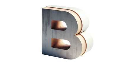 Stylized 3D Render of a Bold Capital Letter "B" with Grunge Concrete Texture on a Transparent Background – High-Resolution Typography Design
