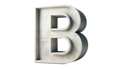 Stylized 3D Render of a Bold Capital Letter "B" with Grunge Concrete Texture on a Transparent Background – High-Resolution Typography Design
