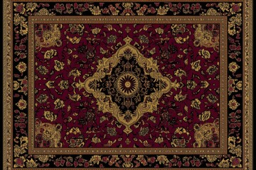 Crimson and Gold Oriental Rug: A Tapestry of Intricate Design