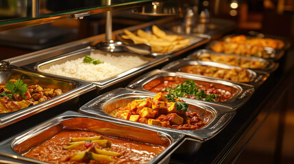 North indian buffet paneer gravy with dal and rice etc