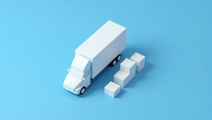 Minimalist Isometric Style 3D Delivery Truck Illustration