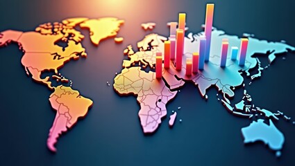 Obraz premium High-Fidelity Artistic World Map with Data Visualization