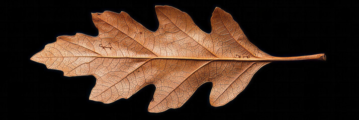 Fototapeta premium A minimalist depiction of a single enchanted oak leaf with runic carvings, representing the essence of ancient stories about forest spirits,