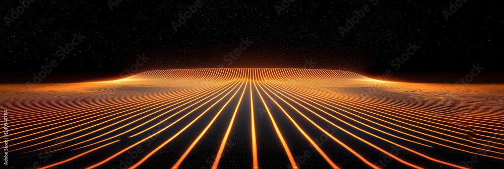 Aufkleber A minimalist image of luminous circuit-board lines etched into a dark matte surface, illustrating the elegance of modern technology in a low-light setting,