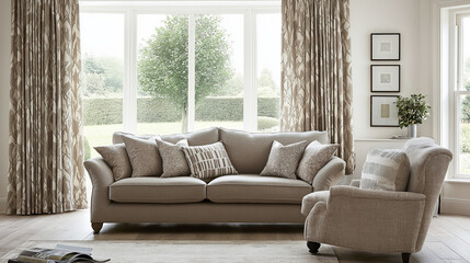 Fototapeta premium modern living room interior , modern sofa , curtain