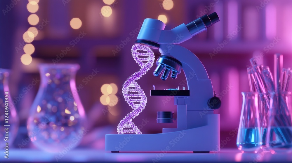 Poster futuristic ai-assisted bioinformatics lab visualizing synthetic dna modifications in real time.