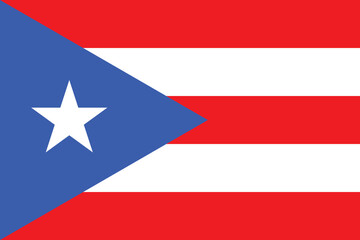 Puerto Rico flag. The official ratio. Flag icon. Standard color. Standard size. A rectangular flag. Computer illustration. Digital illustration. Vector illustration.