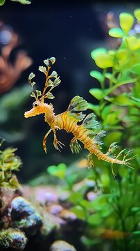 HD Phone Wallpaper Leafy Seadragon Underwater in Vibrant Aquatic Ecosystem