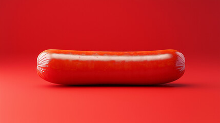 Naklejka premium sausage isolated on red background