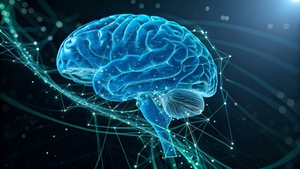 Fototapeta premium Detailed Digital Representation of a Human Brain with Neural Connections