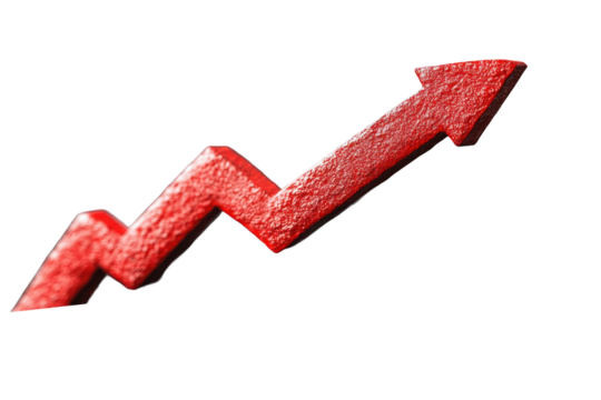 Red zigzag upward arrow representing business growth and financial success