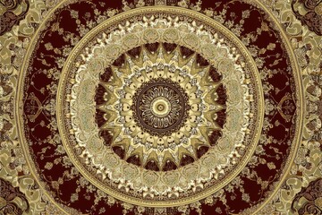 Fototapeta premium Ornate Golden Mandala: A Symmetrical Tapestry of Intricate Design