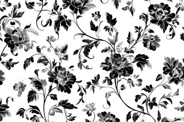 Elegant black and white floral pattern.