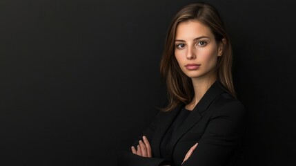 Naklejka premium Radiant beauty portrait showcasing healthy skin on black background