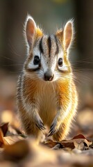 Naklejka premium HD Phone Wallpaper Adorable Baby Mountain Pygmy Possum Close Up Portrait in Autumnal Forest Setting