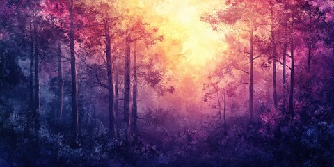Naklejka premium Enchanting Purple Hues in a Mystical Forest