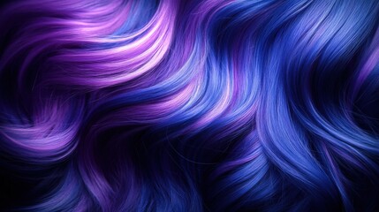 Fototapeta premium Vibrant Purple and Blue Hair Texture Close Up