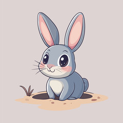 Obraz premium Cute Rabbit Hiding and Peeking from Ground Holes Cartoon Vector Illustration