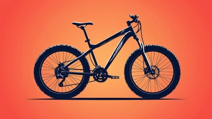Fototapeta premium Vector Illustration of Bicycle Silhouette on Vibrant Background with Simple Styling and Distinct Lines