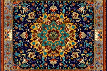 Fototapeta premium Magnificent Persian Carpet: A Tapestry of Colors and Intricate Designs