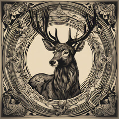 The Stag King: Ruler of the Wild Crowned in Antlers, Bound by Destiny The Majestic Reign of the Deer King vector - 1