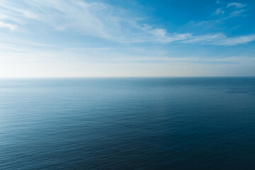 Aerial view of blue sea and sky landscape