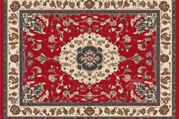 Magnificent Red Oriental Carpet: Intricate Floral Design and Classic Border
