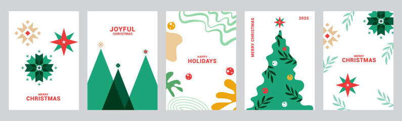 Merry Christmas Greeting elegant in modern design, minimalist, abstract in light background