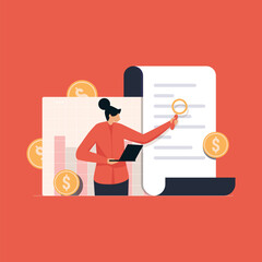 Woman doing stock market analysis, Individual Tax calculation, Accounting and Bookkeeping