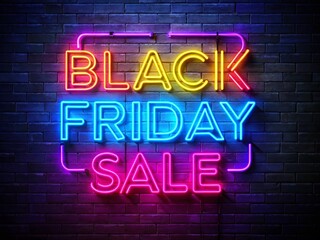 Black Friday Neon Sale: Vibrant Electric Sign Design, Left-Aligned Copy Space