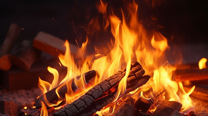 Fototapeta premium Warmth and Glow: A Cozy Campfire Under the Stars