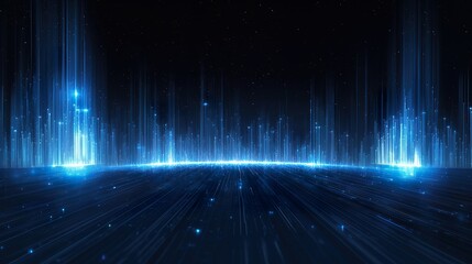 Abstract Blue Lines in Motion: Technology and Science