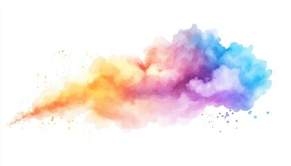 Tiny cloud with a little rainbow collection, Watercolor style, isolated on white background, clipart