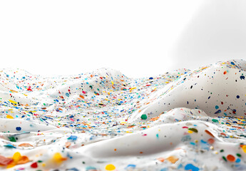 Fototapeta premium A white background with a colorful, messy, and chaotic scene
