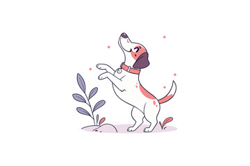 a joyful dog playing vector illustration on white background