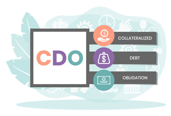 CDO - Collateralized Debt Obligation acronym. business concept background. vector illustration concept with keywords and icons. lettering illustration with icons for web banner, flyer, landing page