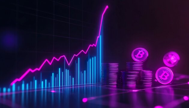 Blue Ascending Graph 3D Illustration